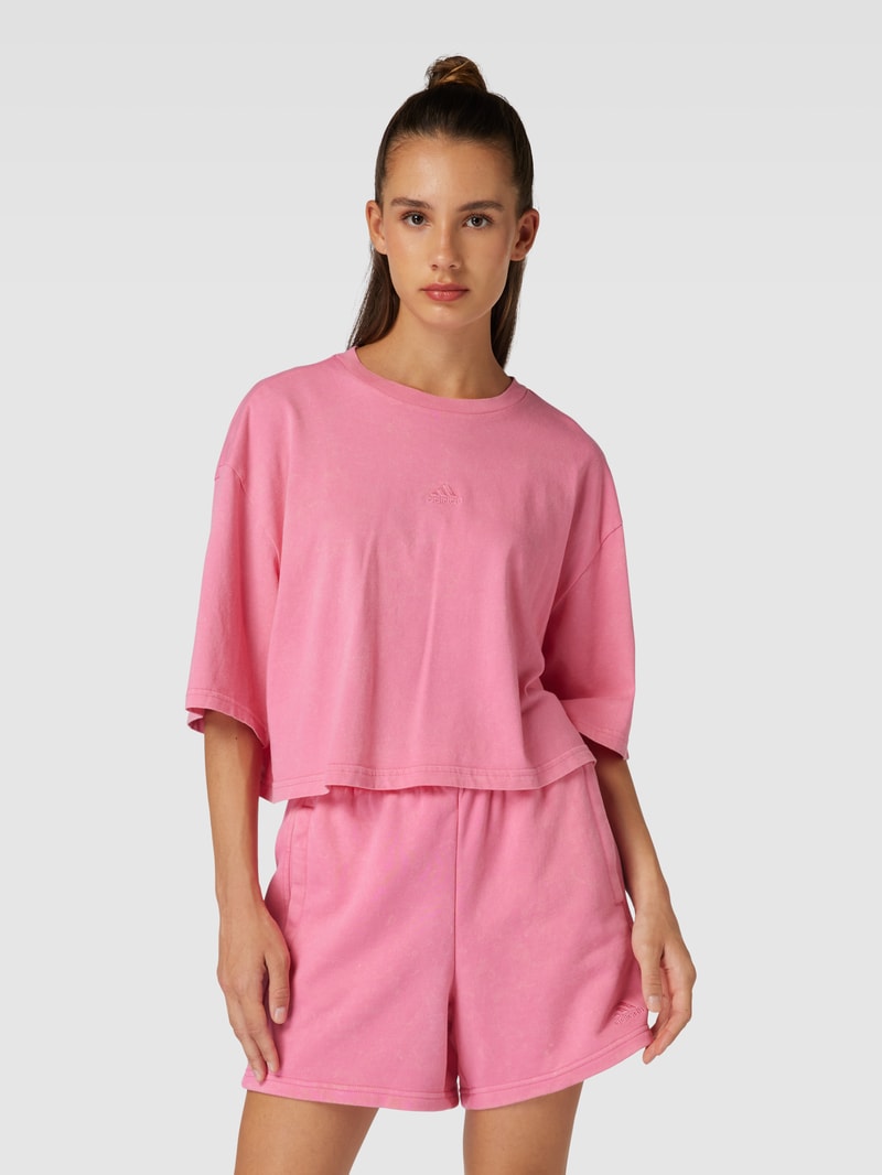 Cropped T-Shirt in melierter Optik in pink
