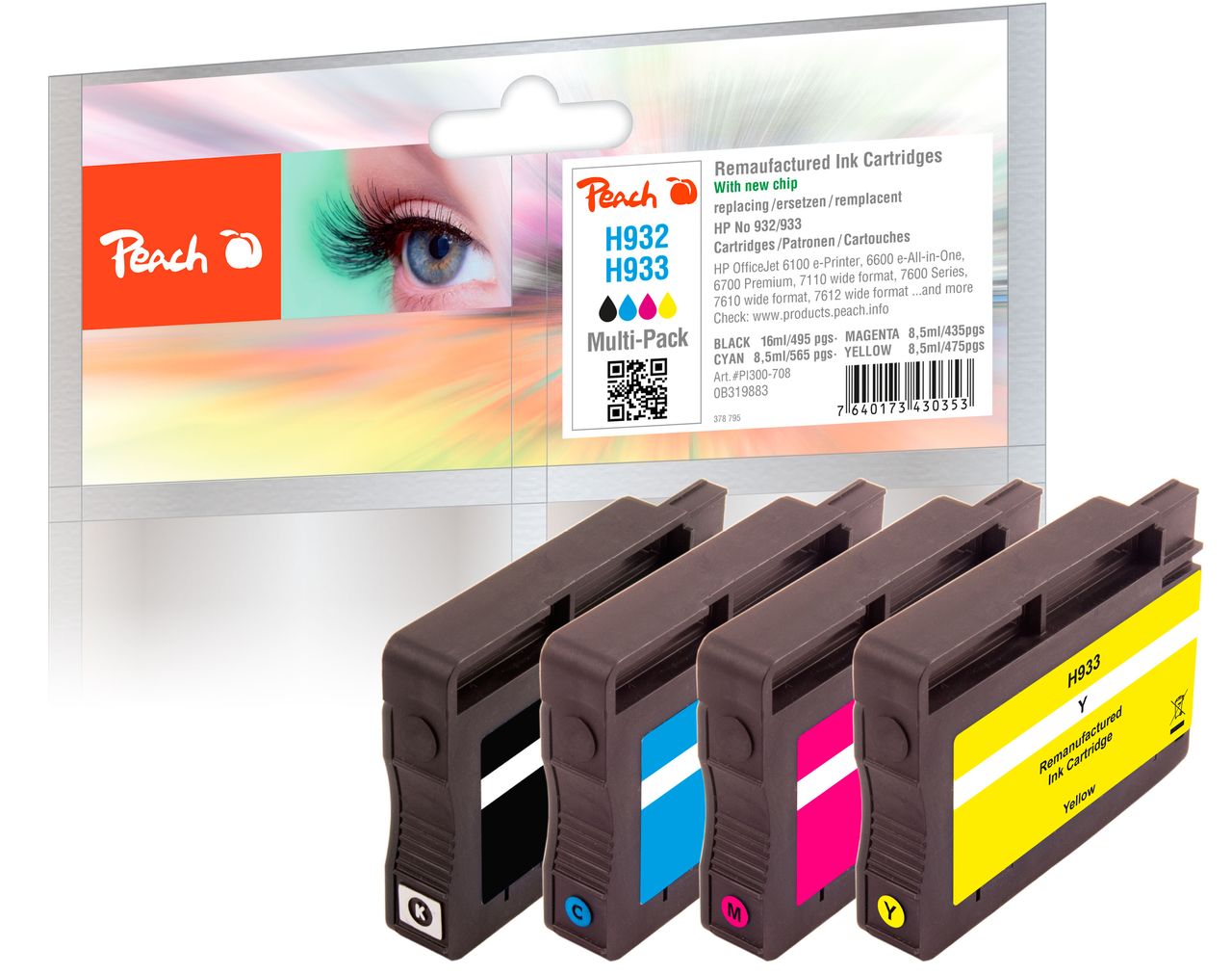 Peach SparPack Tintenpatrone ersetzt HP No. 932, No. 933