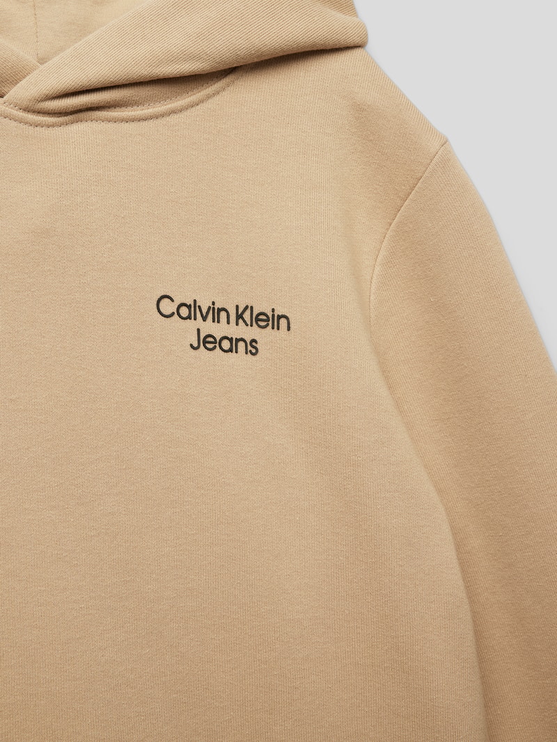 Hoodie mit Label-Details in camel