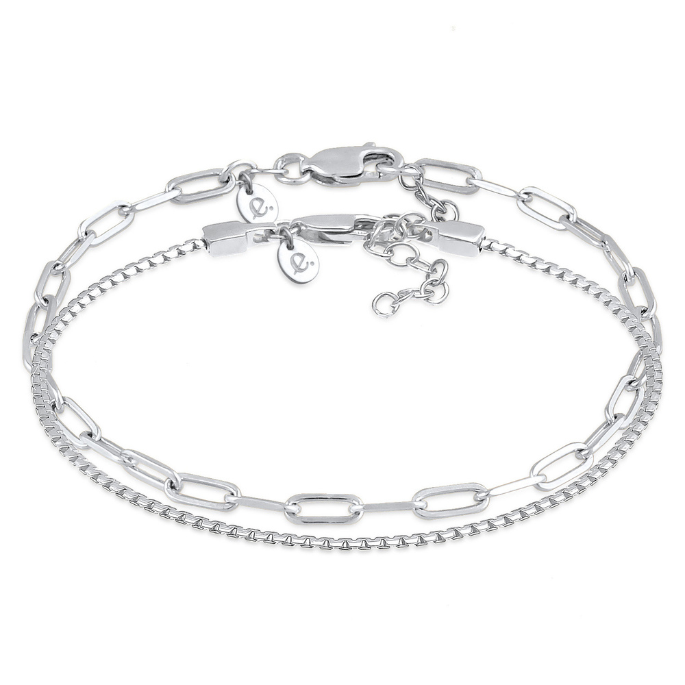 Elli PREMIUM Elli PREMIUM Bracelet Femmes maillons de base Set 2 pièces en argent sterling 925 Bracelet