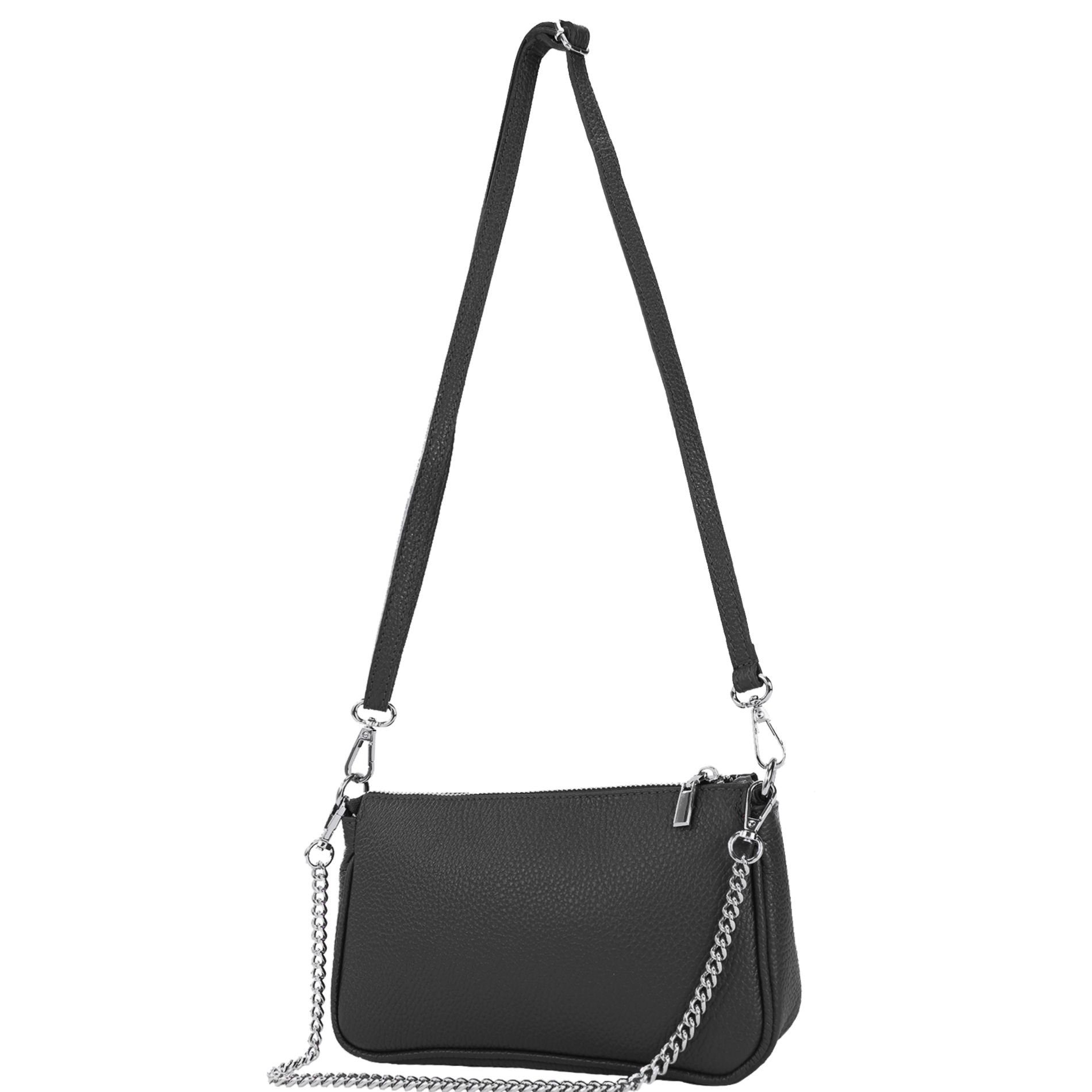 modamoda de Schultertasche T237, Echtleder Handmade in Italy