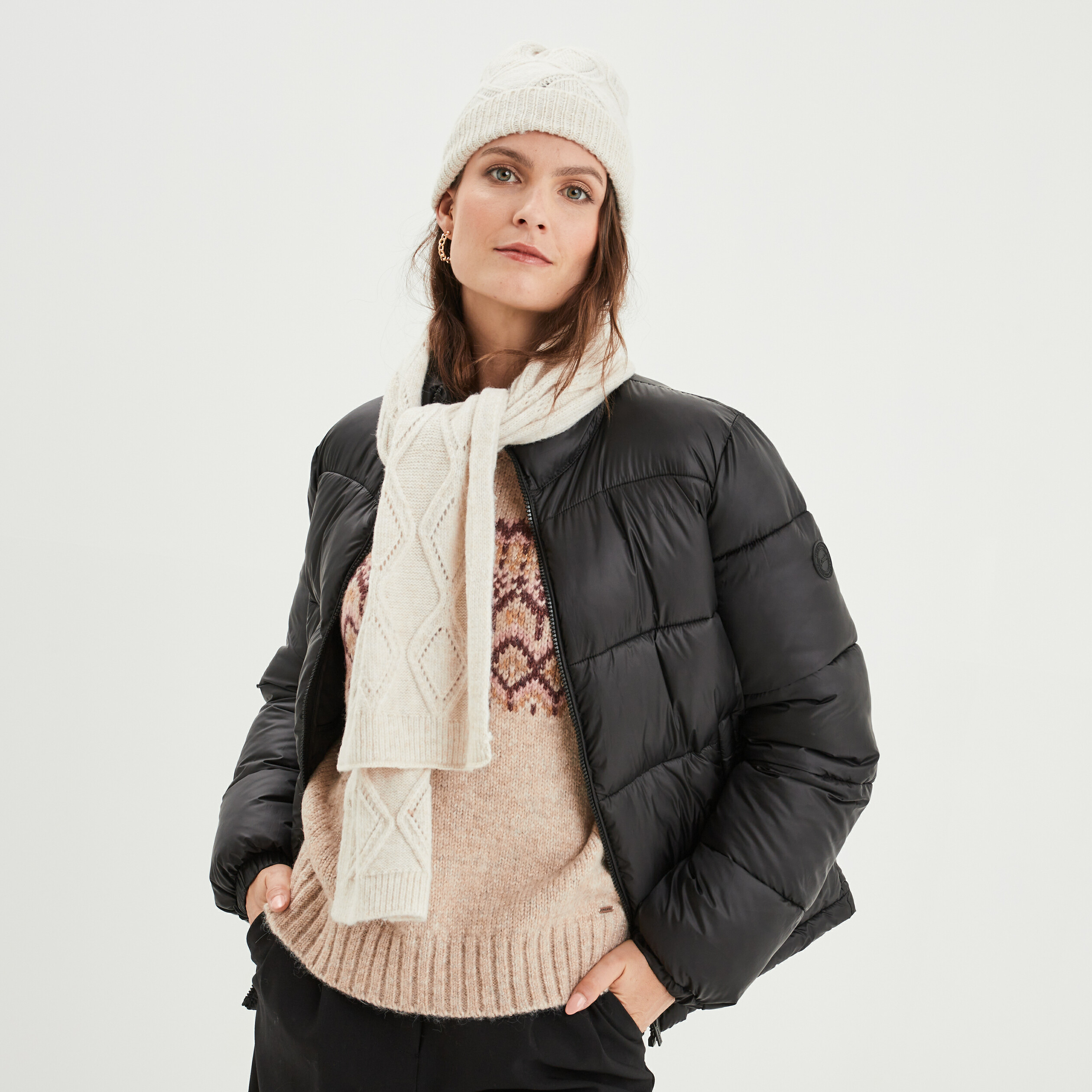 Doudoune col montant zippée noir femme | La Halle