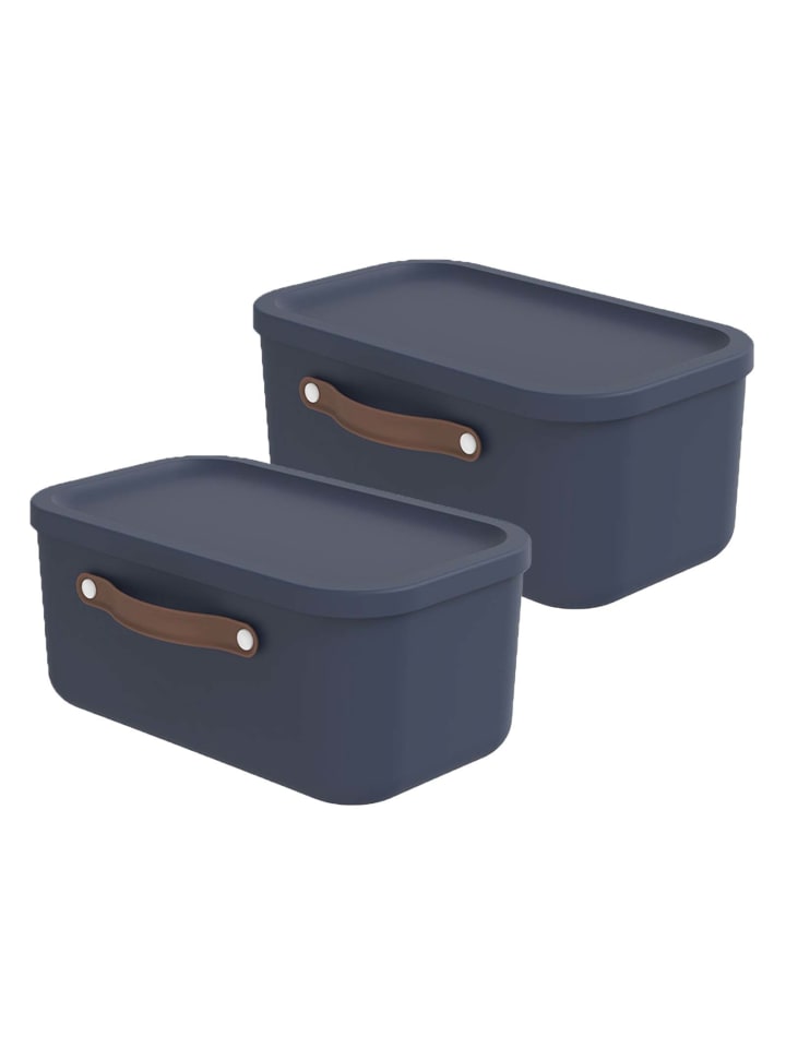 Rotho 2er-Set Kiste mit Deckel Maloja 12l in Midnight blau günstig kaufen onesize