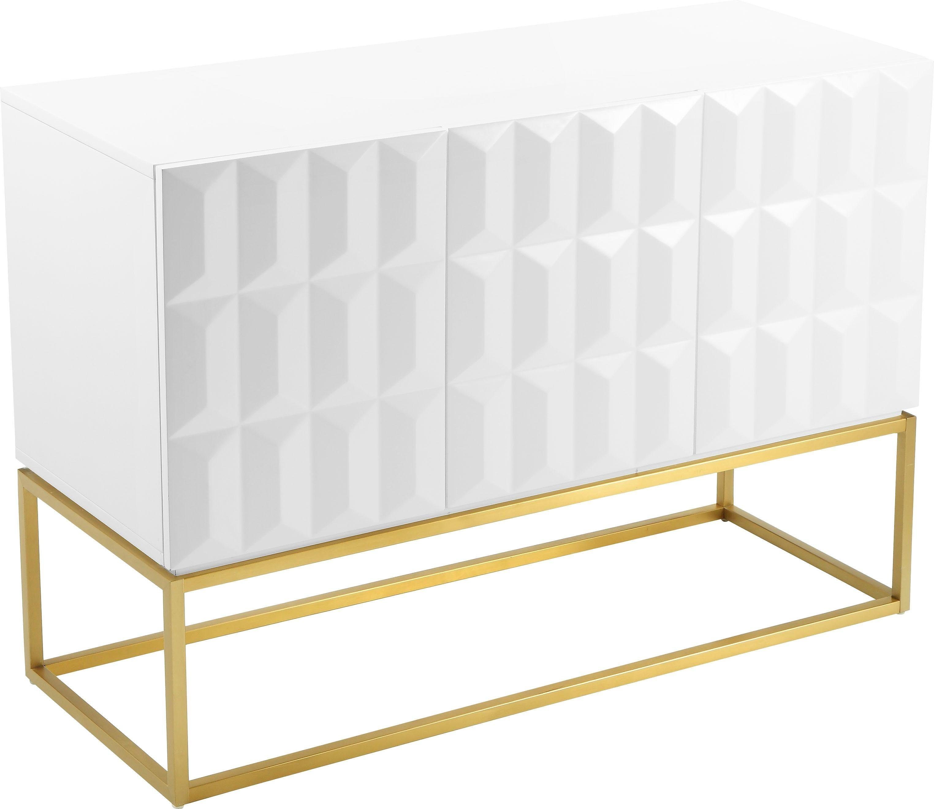 Leonique Sideboard Alais, in 3D-Optik, mit viel Stauraum und goldfarbenem Metallgestell