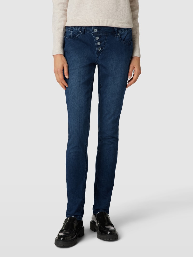 Skinny Fit Jeans mit Stretch-Anteil Modell 'Malibu Strech Denim' in marineblau
