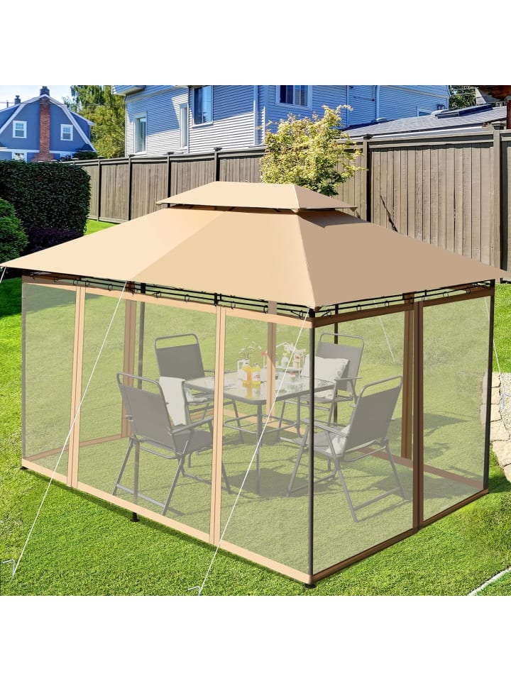 COSTWAY Pavillon Metall 3x4m in Braun günstig kaufen onesize