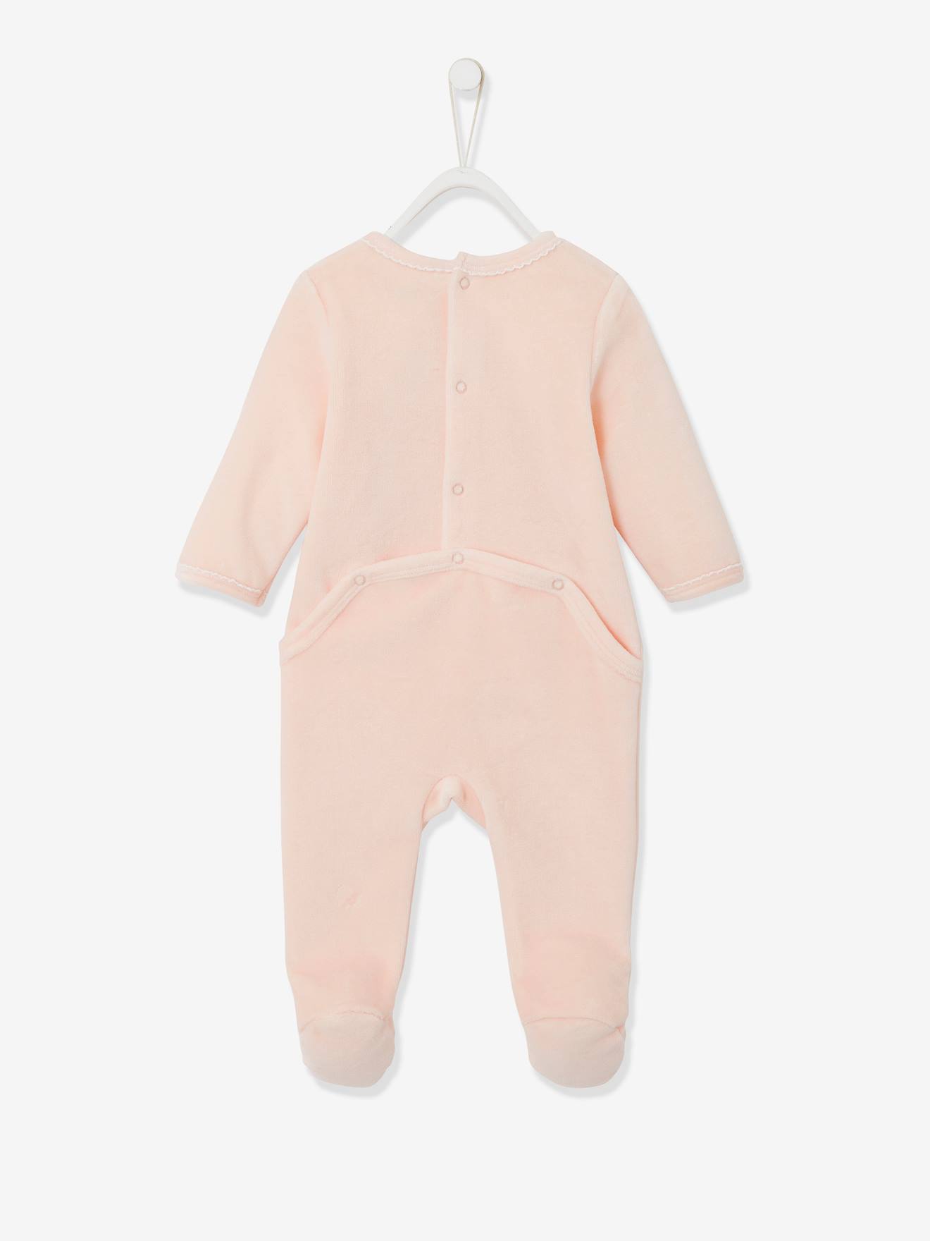 Dors-bien en velours bébé rose saumon clair