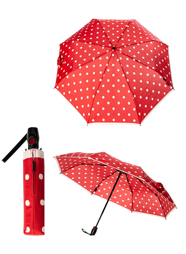 Knirps, Regenschirm, Duomatik, rot gepunktet