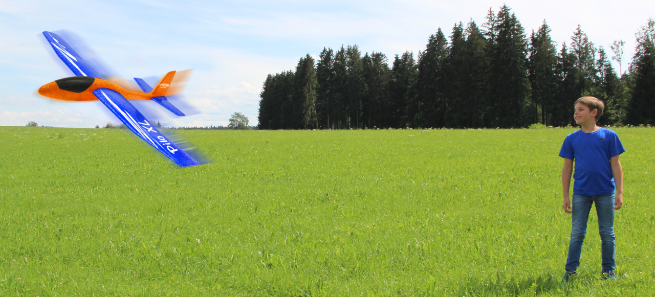 Jamara e.K. JAMARA Pilo XL Schaumwurfgleiter EPP Tragfläche blau Rumpf orange