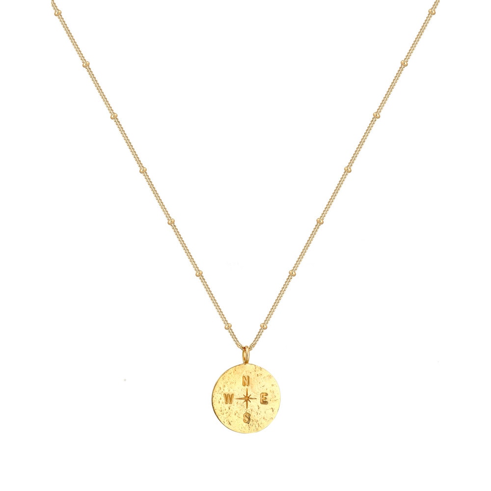 Elli Elli Collier Plaquette Boussole Pendentif Filigrane Vintage Look Collier Femme -  Bijoux
