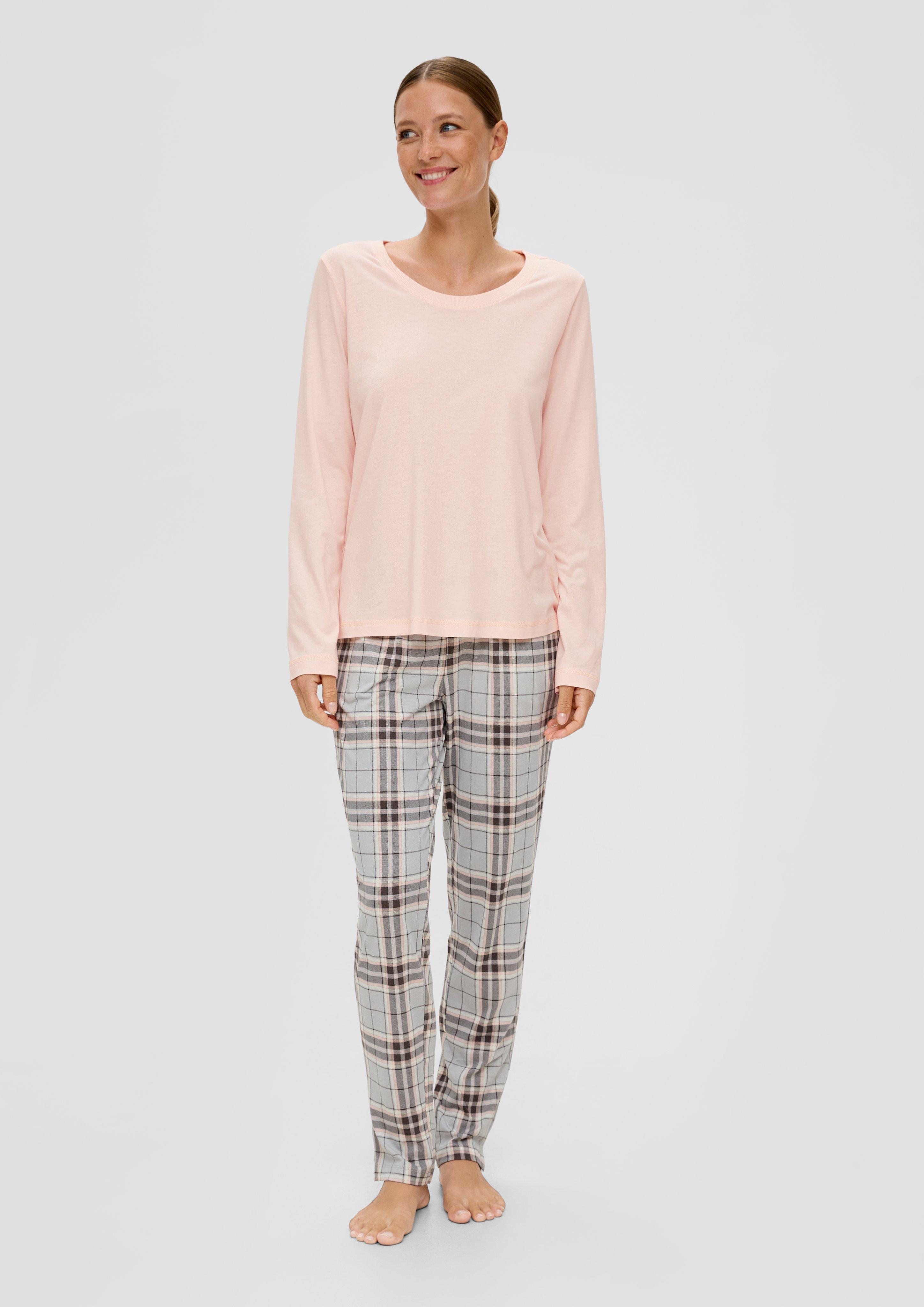 Pyjama Langarmshirt aus Viskose-Baumwollmix  6009001-4000