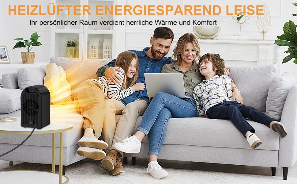 Diyarts Schnellheizlüfter, 1200 W, Hohe Effizienz & Energiesparend, 2s-Schnellheizen, Mini Heizer