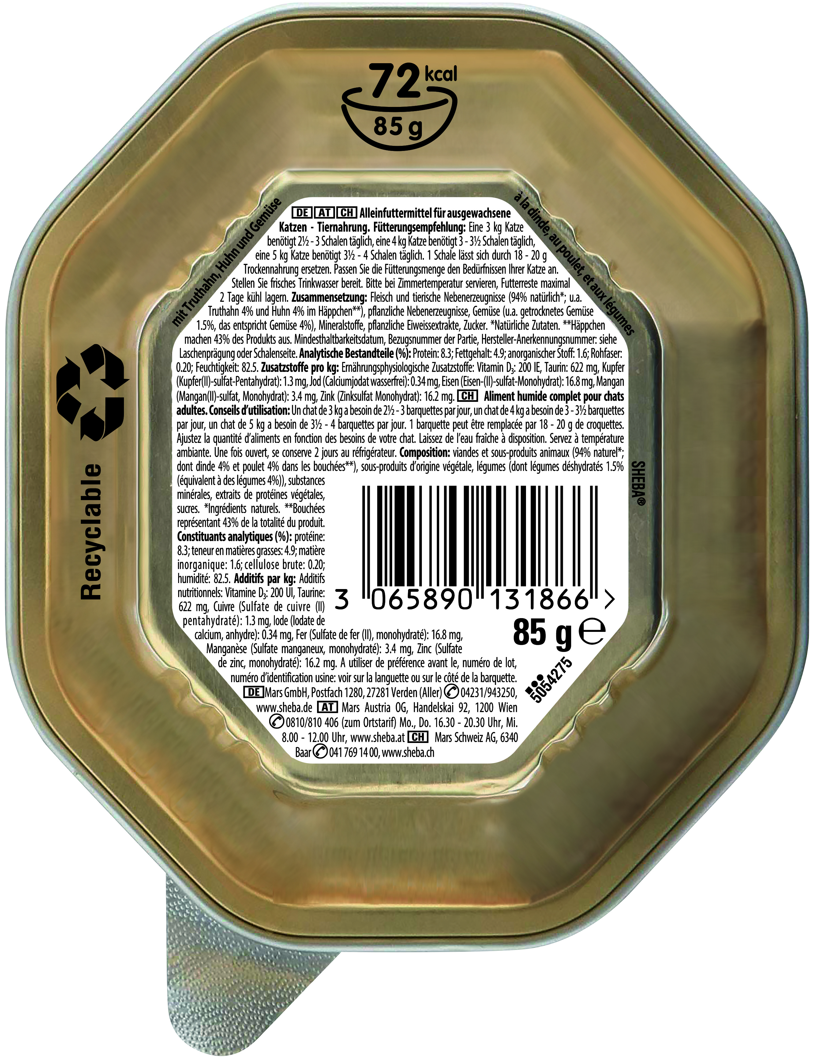 Sheba Nassfutter Sheba Sauce Spéciale 22x85g Truthahn & Pute, Ragout / in Soße