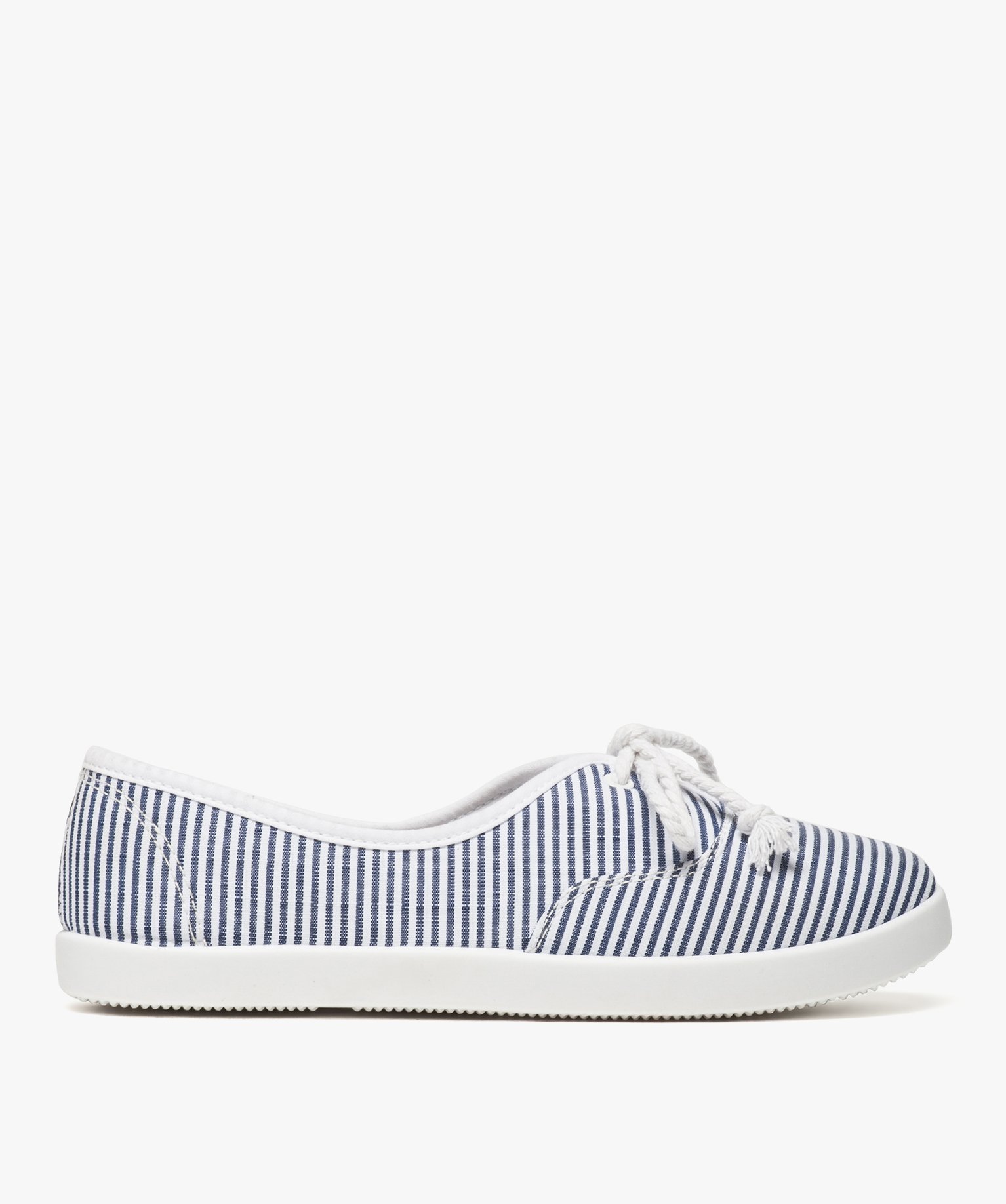 Baskets femme fines en toile avec lacets cordelette raye | GEMO