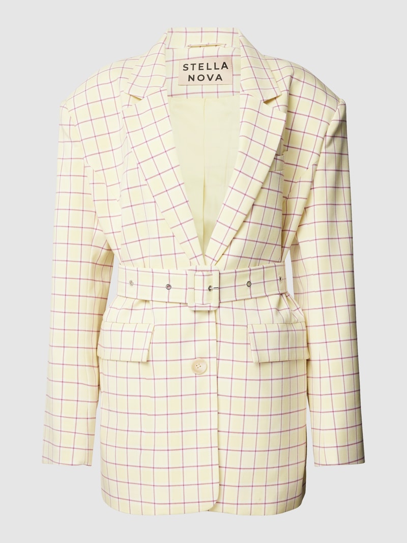 Blazer mit Allover-Muster Modell 'Mirella' in hellgelb