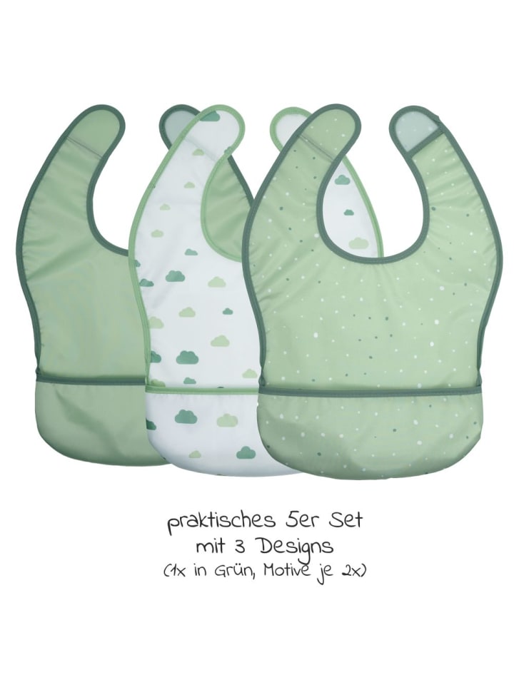 MiaMia Lätzchen 5er Pack mit Klettverschluss - Grün in gruen günstig kaufen onesize
