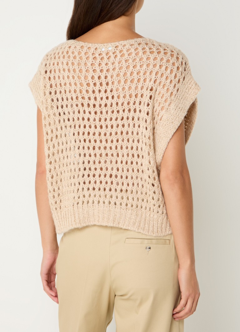 Cardigan Benetton a maglia grossa con motivo traforato e lurex