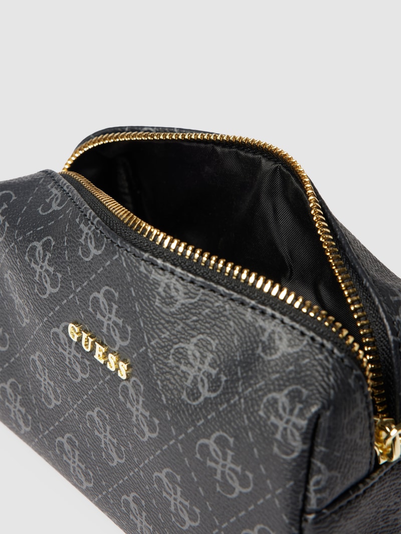 Kosmetiktasche mit Allover-Logo in schwarz