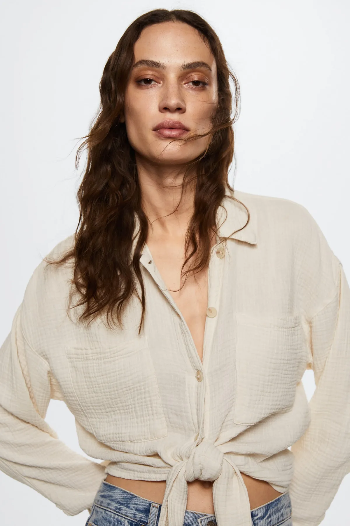 MANGO  Hemd - Ecru - Regular Fit