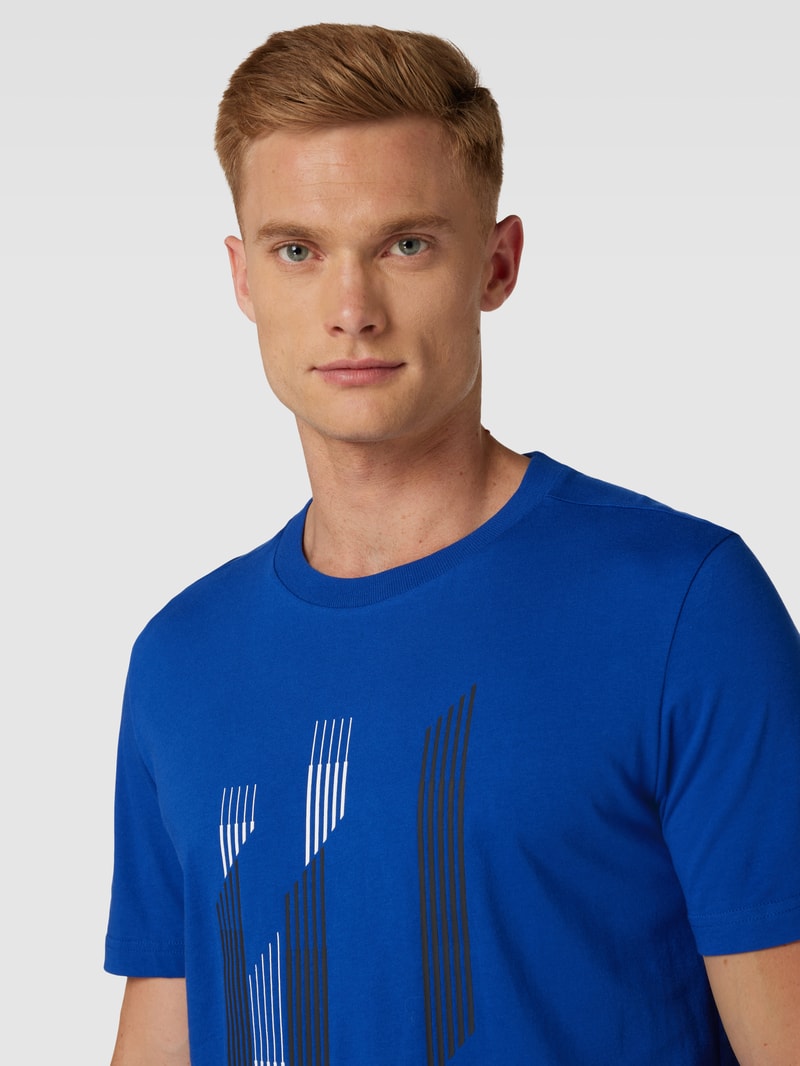T-Shirt aus Baumwolle mit Label-Detail in royalblau