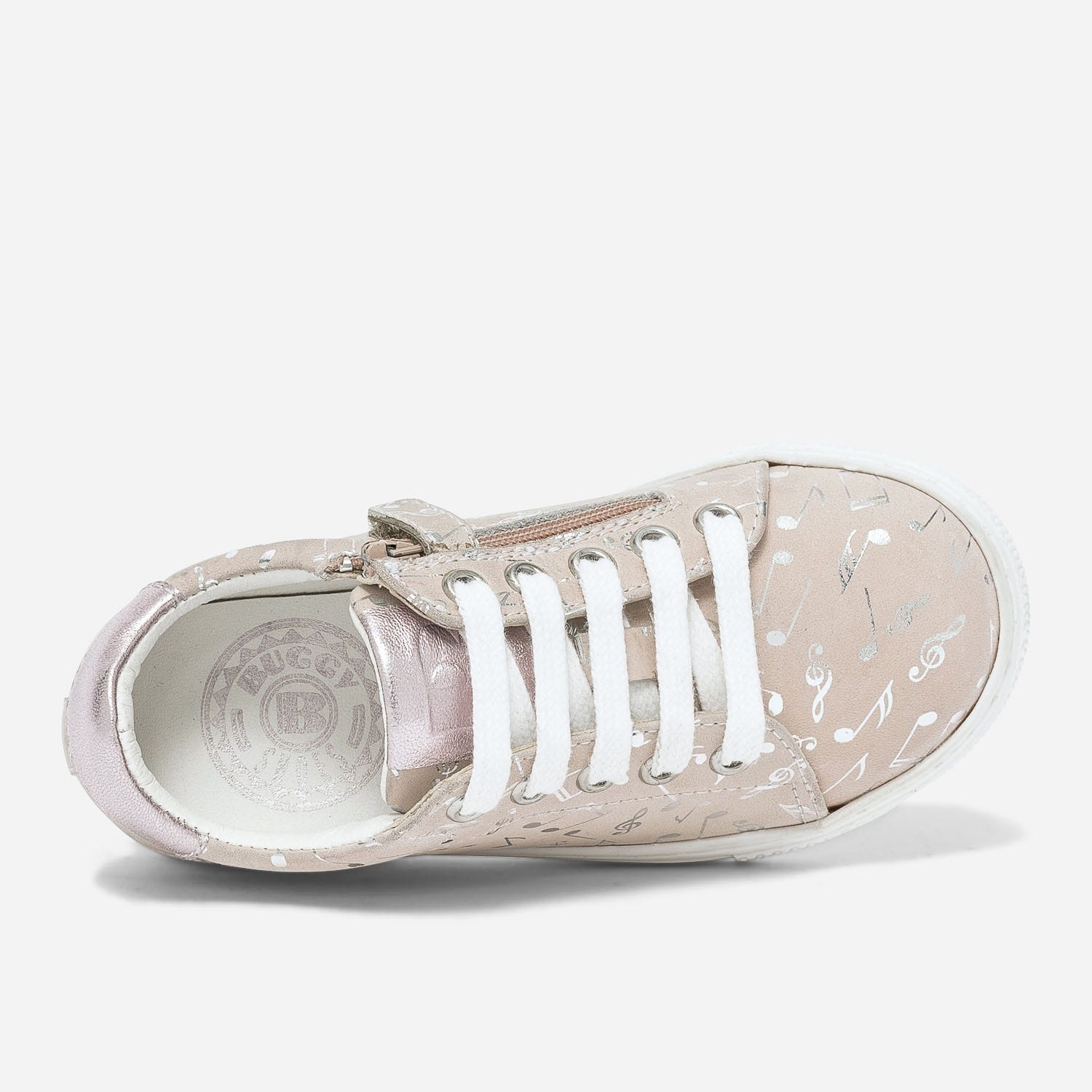Tennis BUGGY beige en cuir avec notes de musique argentées