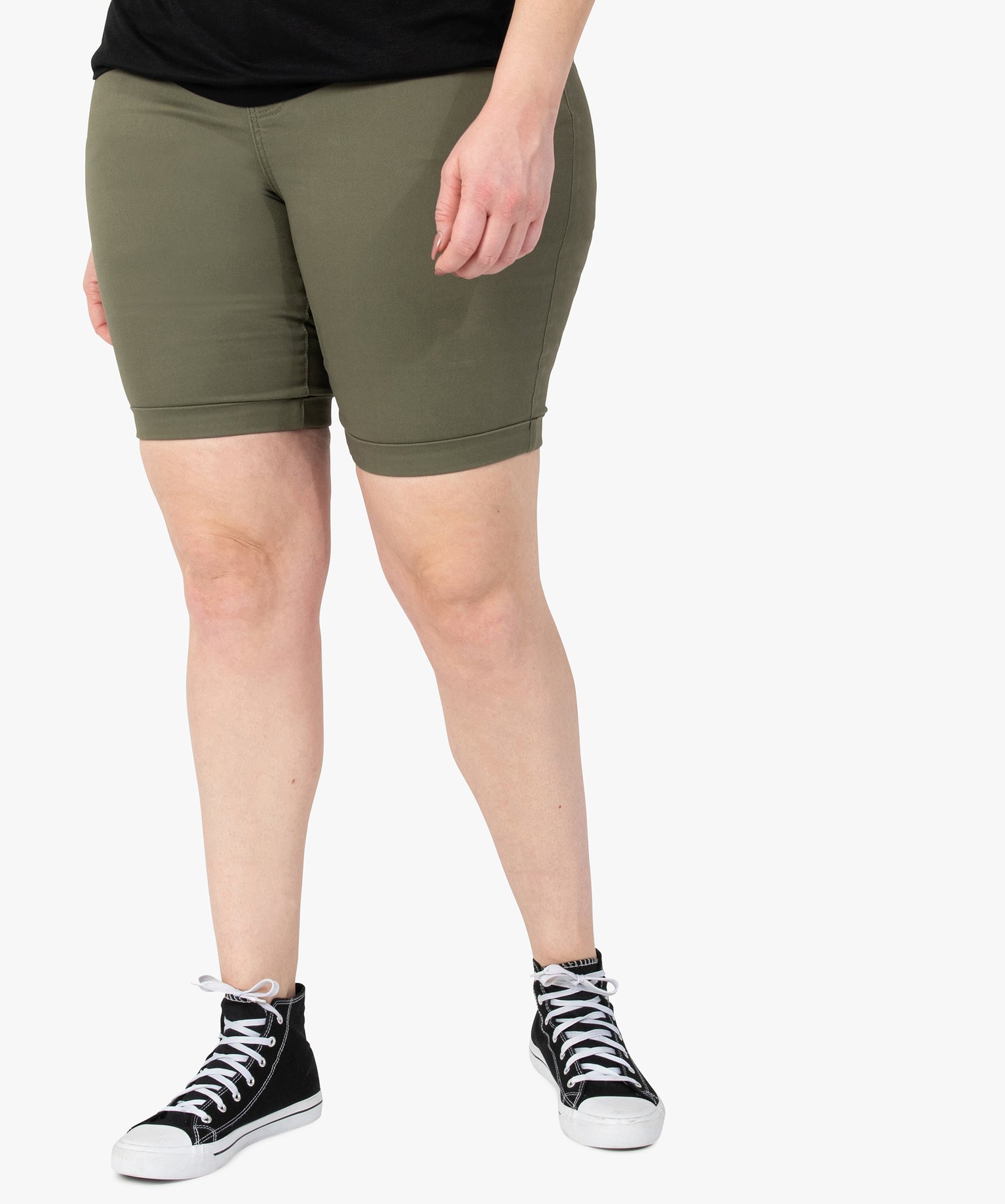 Bermuda femme grande taille en toile extensible coupe ajustée | GEMO
