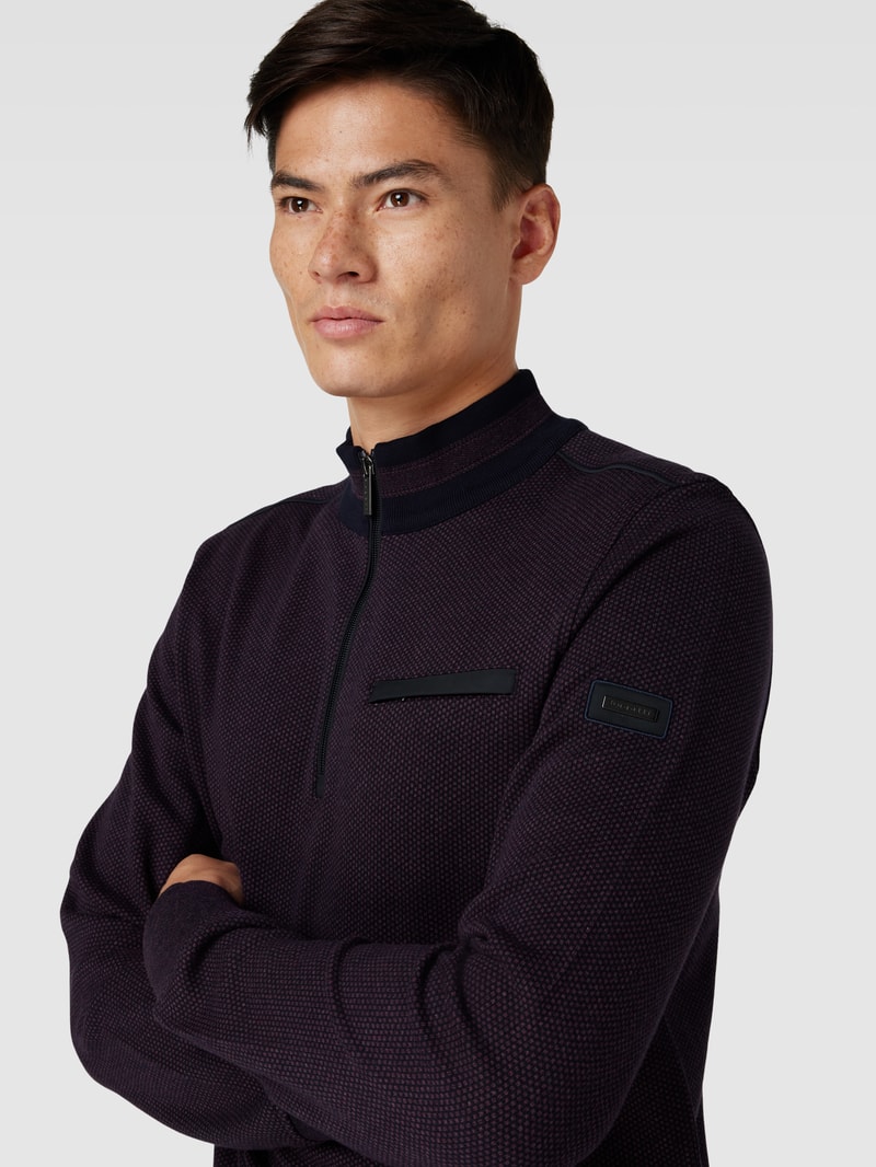 Sweatshirt mit Stehkragen in aubergine
