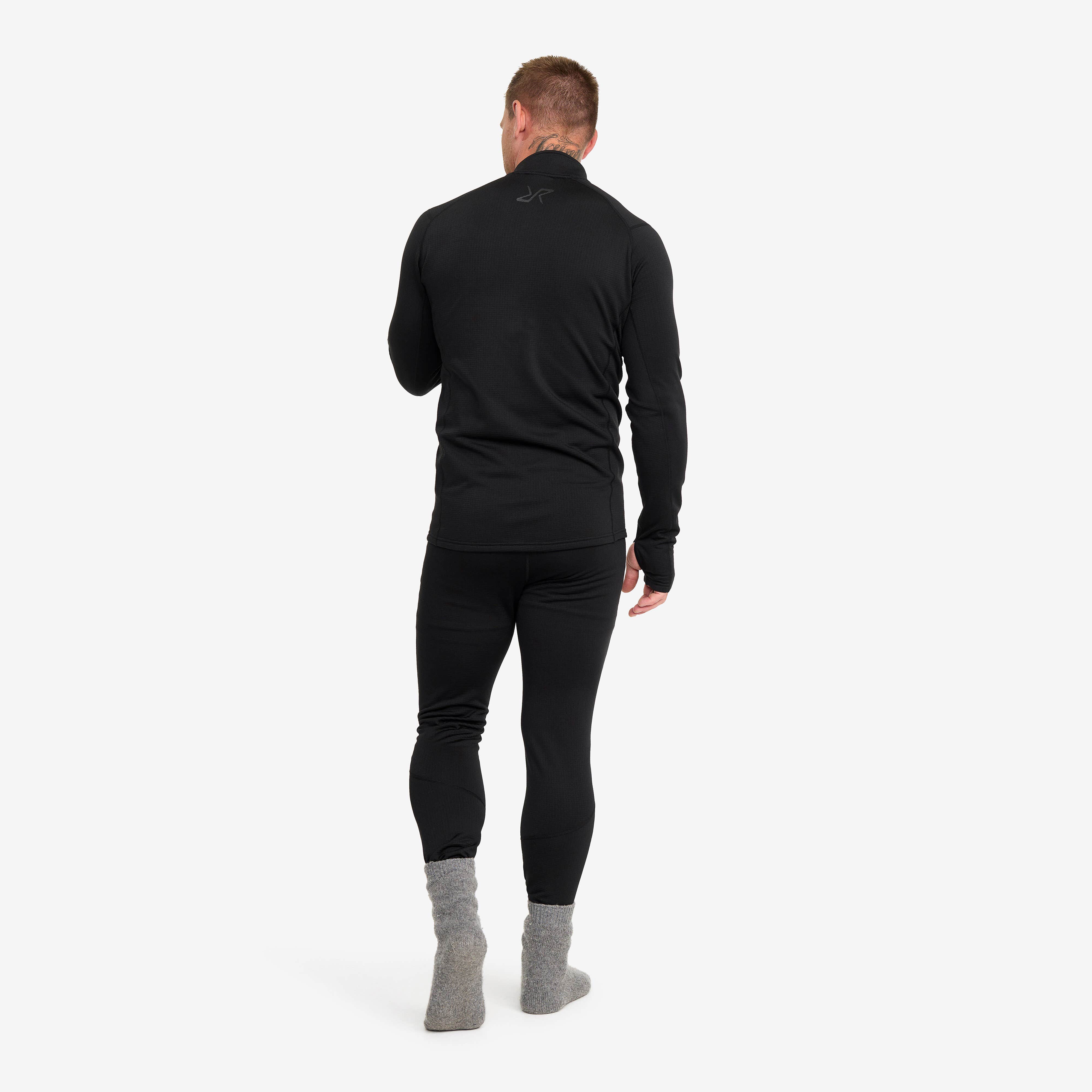 Waffle 1/2 Zip Baselayer Top Homme Black