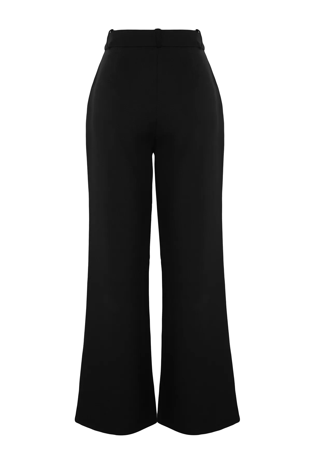 Trendyol Collection  Schwarze Webhose mit weitem Bein und Gürteldetail TWOAW24PL00341