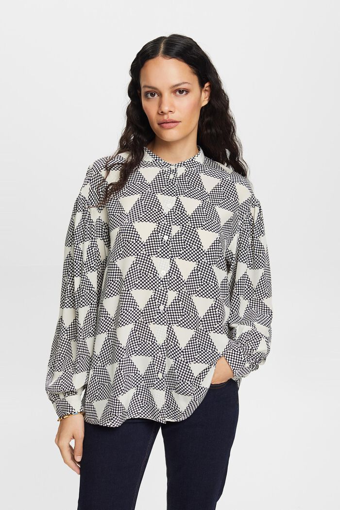 Gemusterte Bluse, 100 % Seide