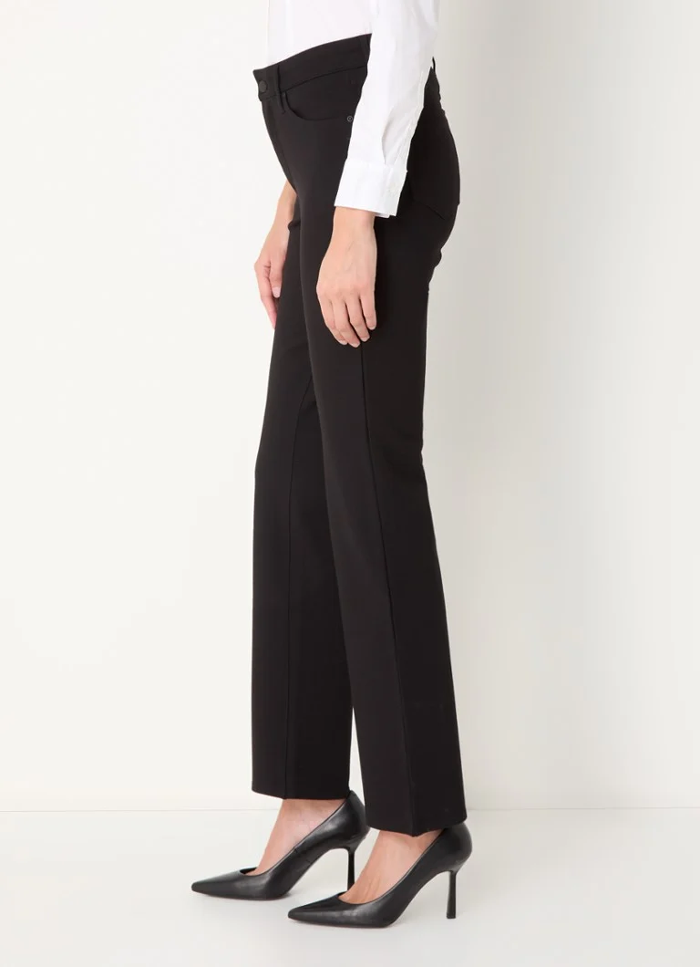 Pantaloni NYDJ Marilyn cu talie înaltă, drepți și buzunare laterale.