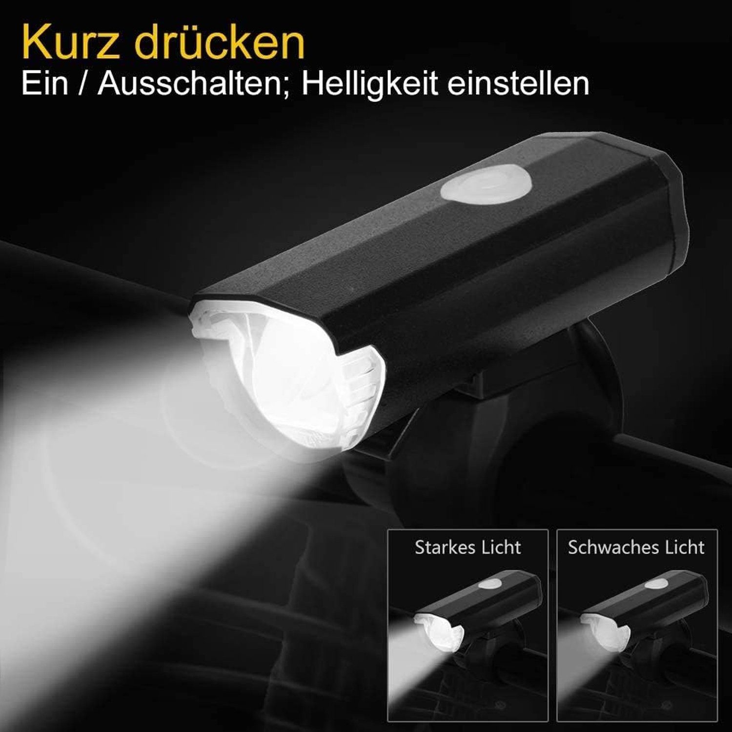 zggzerg Fahrradbeleuchtung LED Akku Fahrradlampe mit Front Rücklicht Wasserdicht Wiederaufladbare
