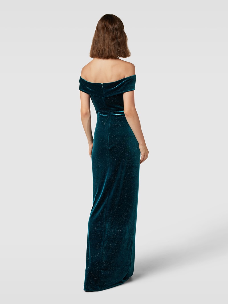 Abendkleid mit Effektgarn in dunkelgrün meliert