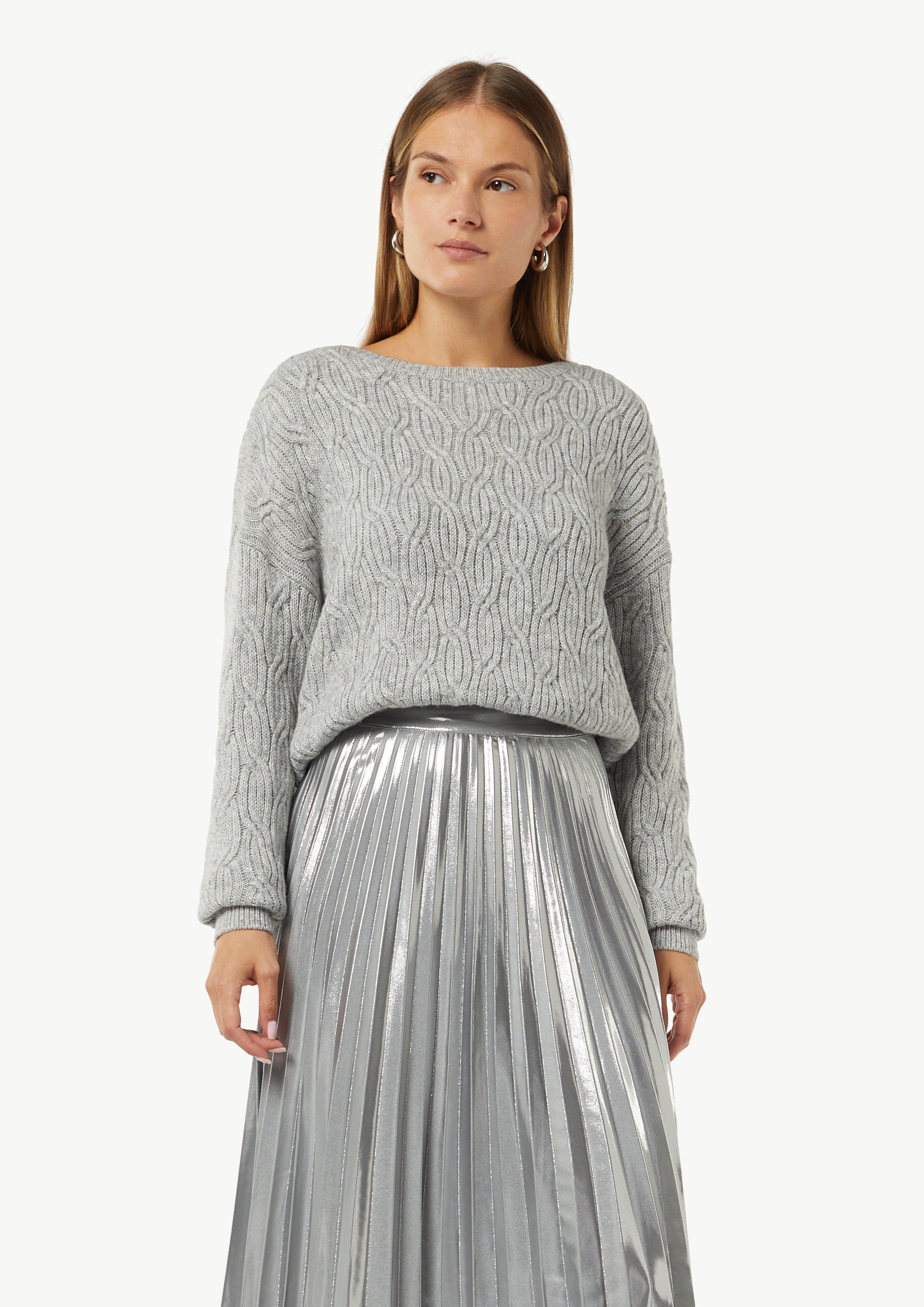 Strickpullover mit Zopfmuster - graphit