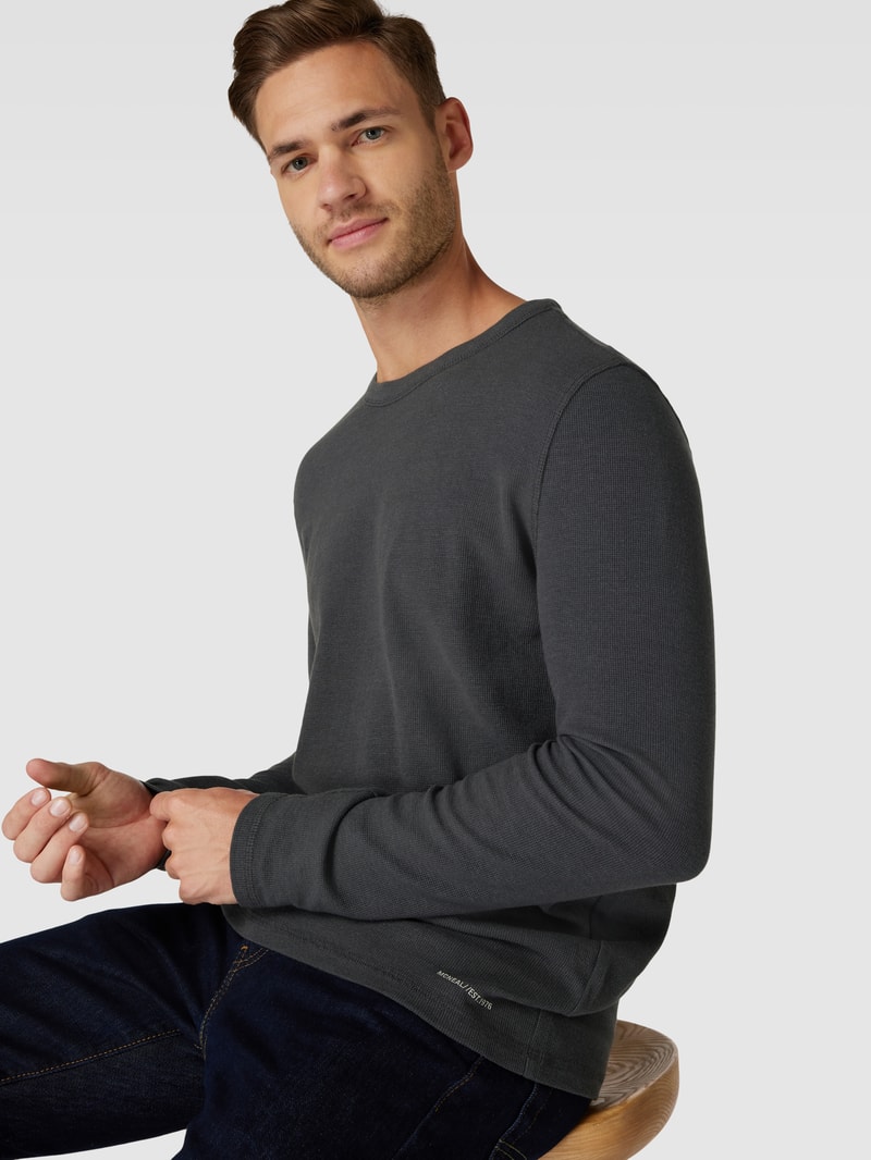 Longsleeve mit Label-Print in dunkelgrau meliert