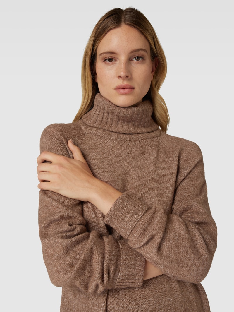 Strickkleid mit Rollkragen Modell 'DANIELA' in mittelbraun