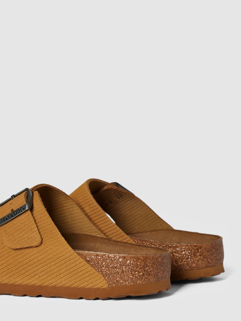 Slides aus echtem Leder in Cord-Optik Modell 'Corduroy' in hellbraun