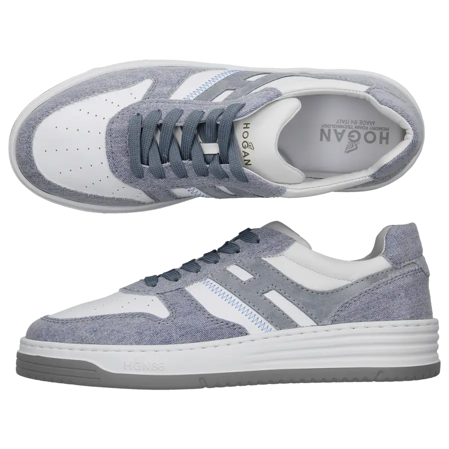 Hogan - Sneaker low H630 Kalbsleder Denim - weiß
