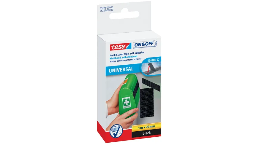 tesa ON&OFF® Universal Klettband schwarz 1 m schwarz