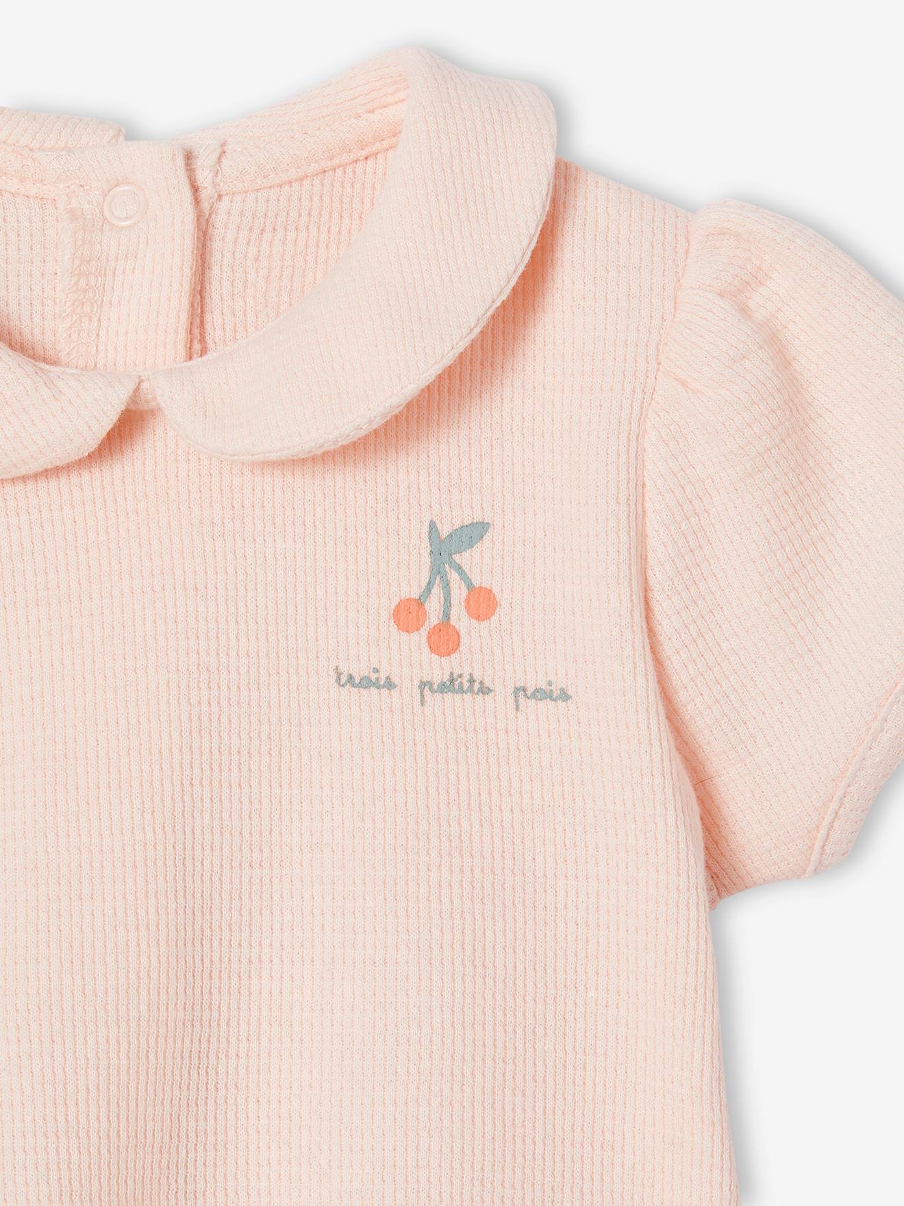 Lot de 2 pyjamas bébé 2 pièces nid d'abeille rose pâle
