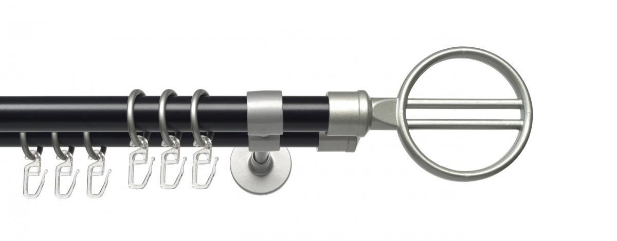 Bella Casa Stilgarnitur Gardinenstange 2-läufig, Dionysos 20 mm Ø, 160 cm, schwarz-silber