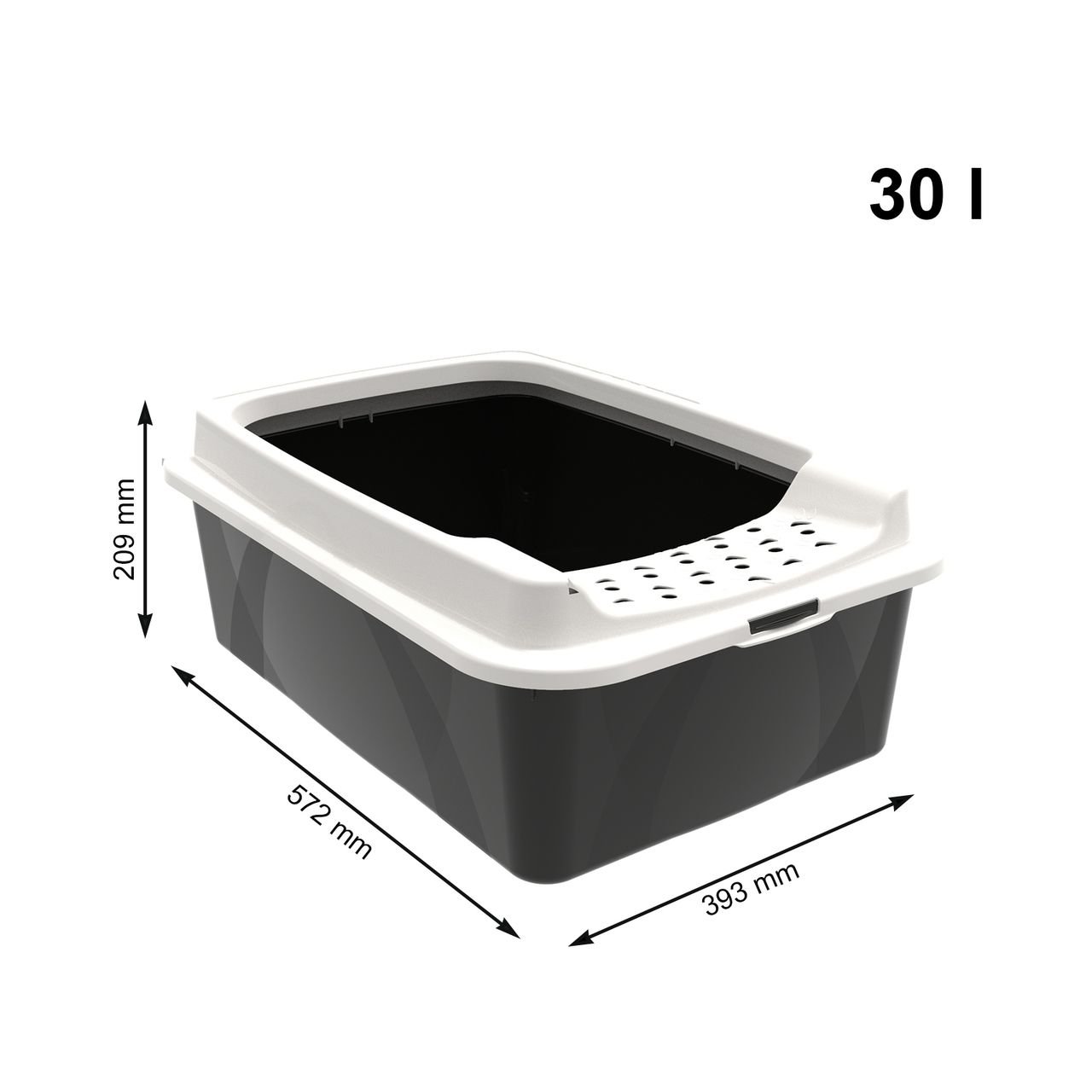 Rotho Babydesign Rotho MyPet Eco Bonnie Katzenklo mit Top-Eingang, schwarz/weiss (recycelt)