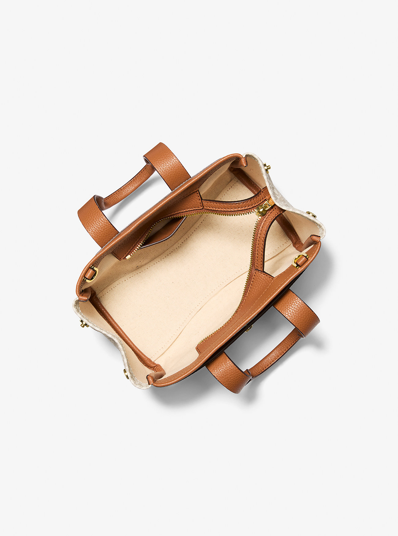 Romee ekstra liten crossbody-veske med signaturlogo – VANILJE/EIKORN