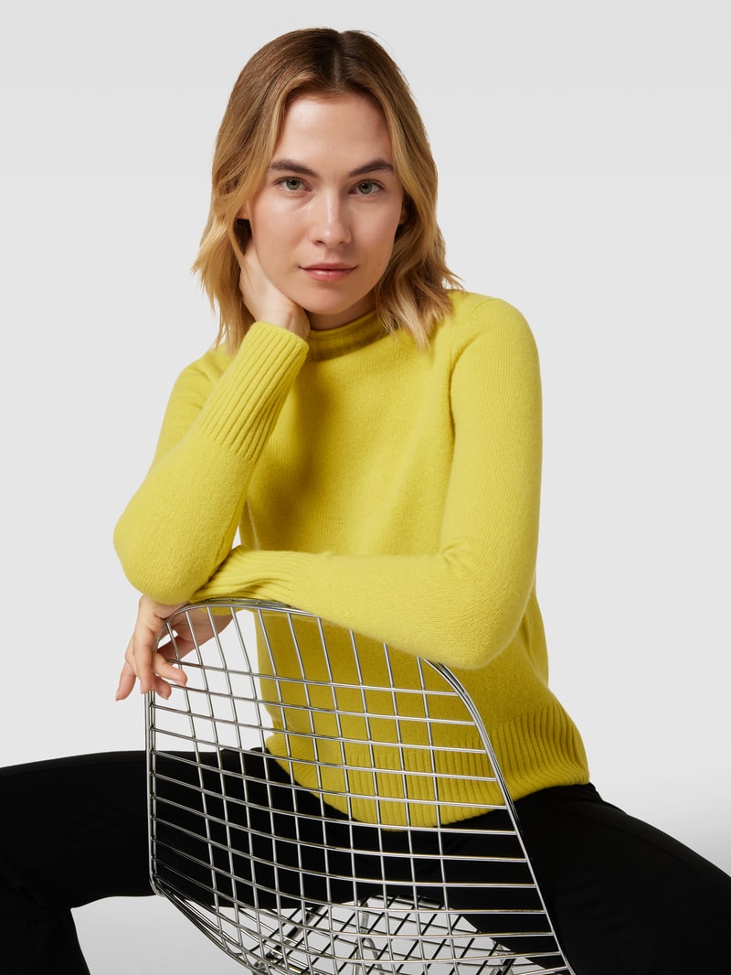 Strickpullover aus Wolle mit Stehkragen in hellgrün