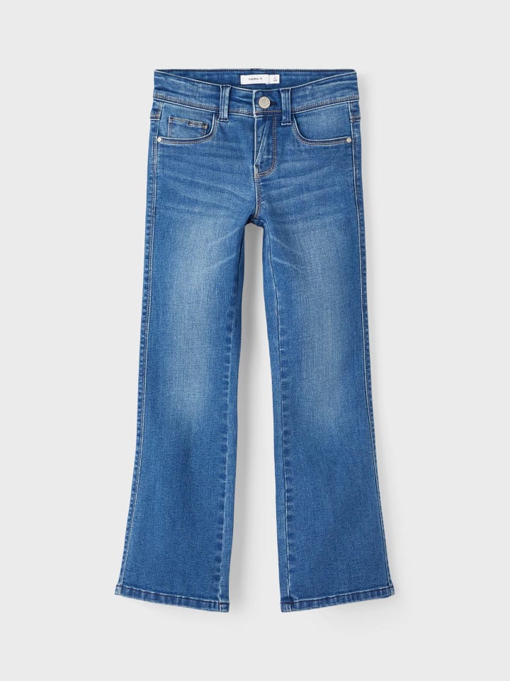 name it Mädchen Straight Leg Jeans Denim Hose NKFPOLLY in Dunkelblau günstig kaufen
