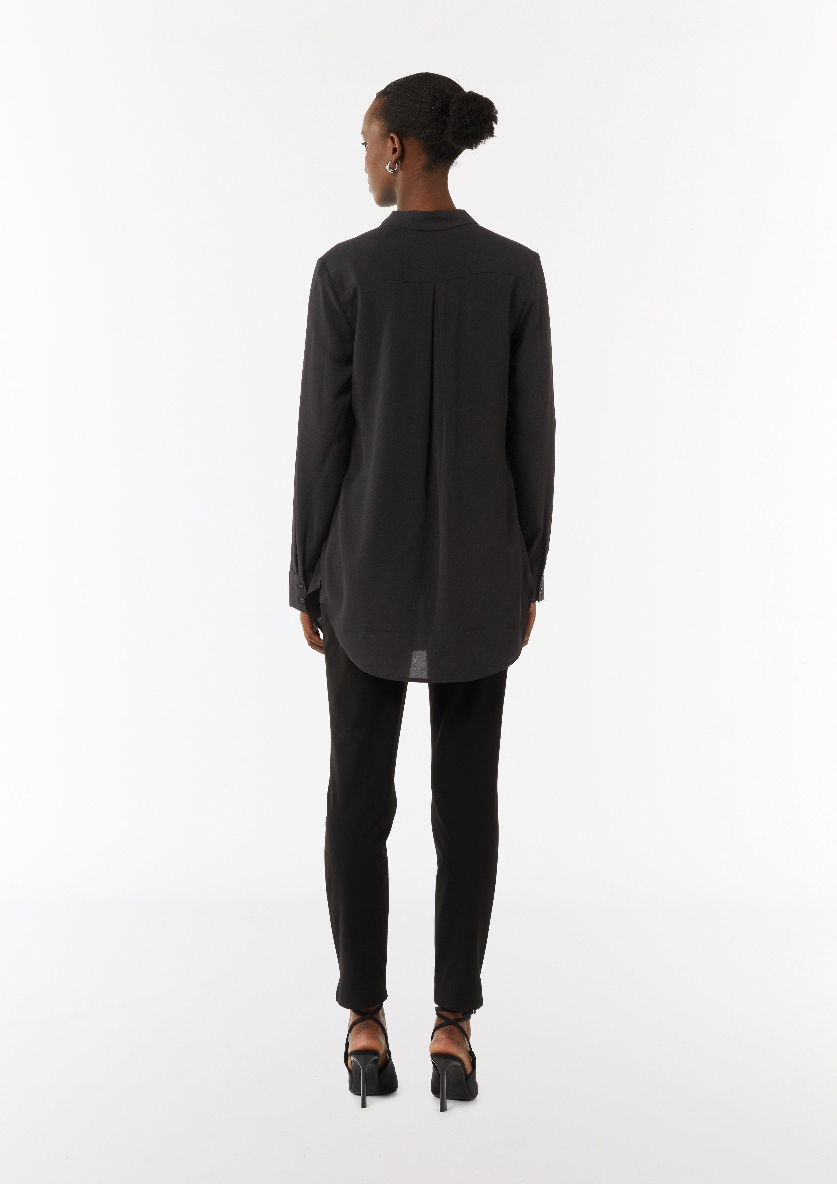 Weich fließende Longbluse aus Chiffon - schwarz