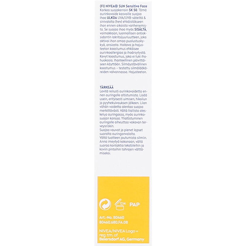 Nivea Solkrem 50 ml Face sensitive Nivea SPF50