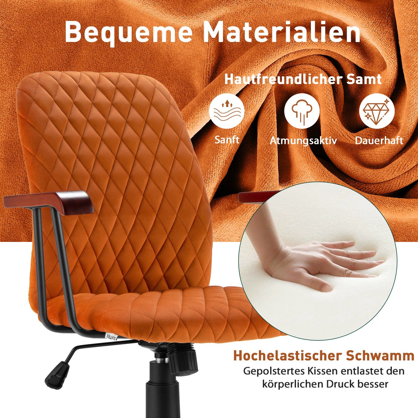 COSTWAY Drehstuhl, Bürostuhl bis 150 kg, 89,5 bis 97,5cm höheverstellbar