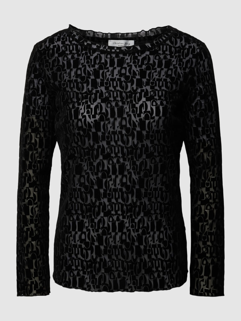 Longsleeve in semitransparentem Look in schwarz