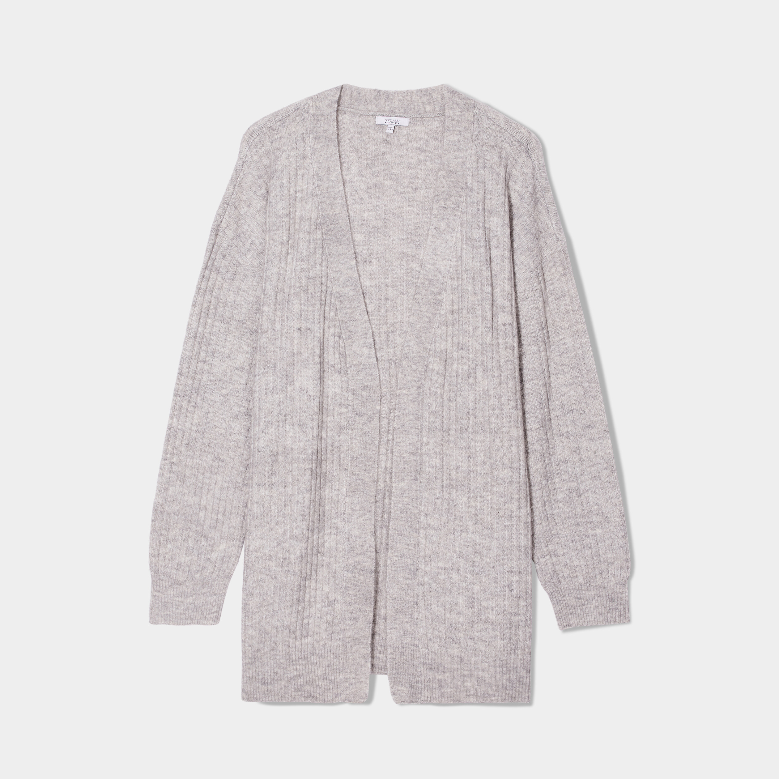 Gilet long côtelé col châle gris femme grande taille | La Halle